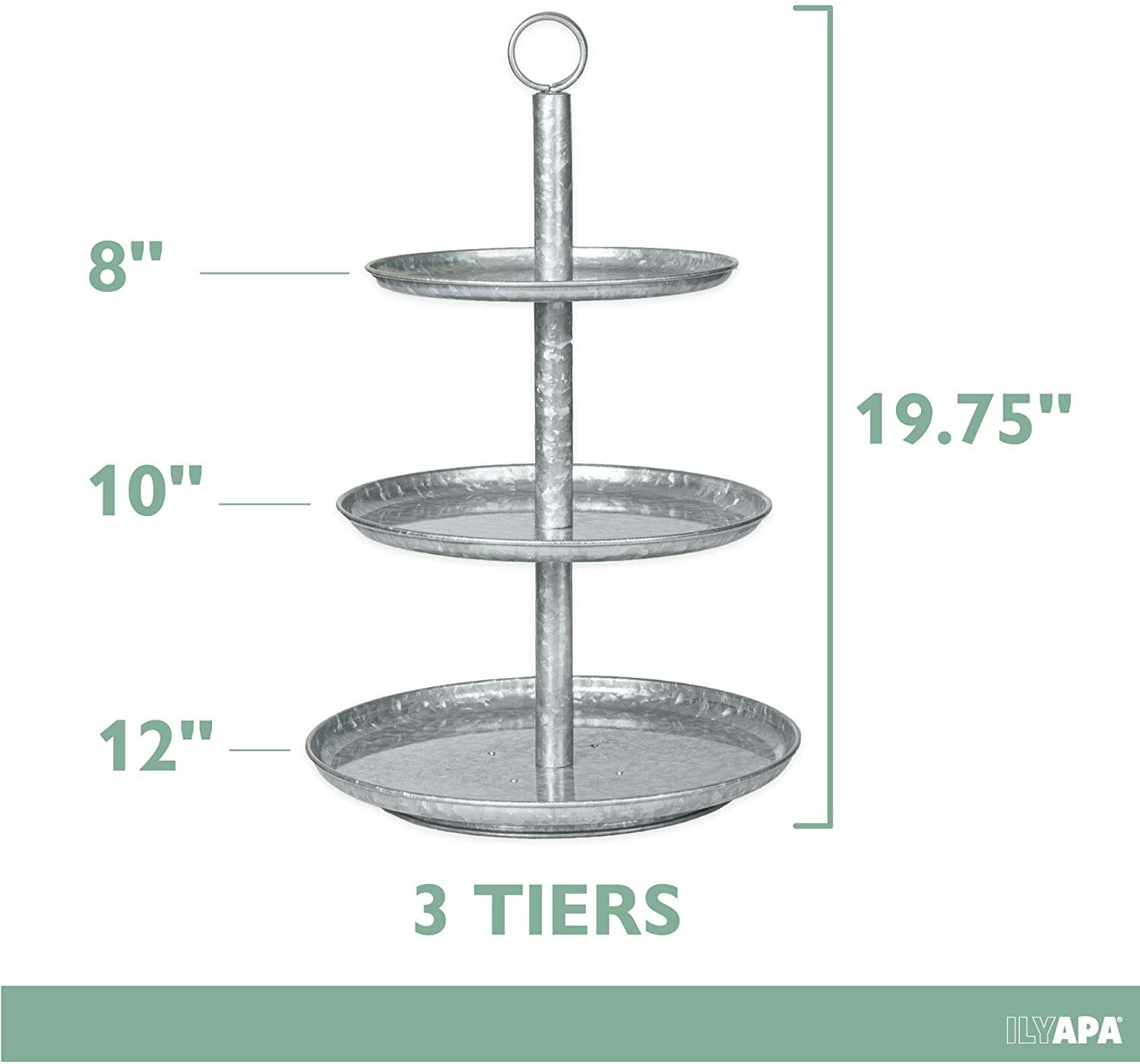 Galvanized Three Tier Serving Stand 3 Tiered Metal Tray Platter