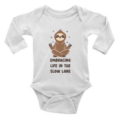Yoga Sloth Baby Grow Vest Bodysuit Funny Life in the Slow Lane Boy Girl Gift L/S