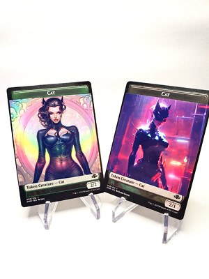 Altered Magic The Gathering MTG CAT TOKENS WAIFU Layered with