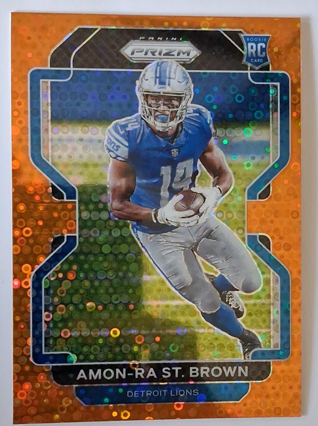 2021 Panini Prizm Rookie Amon-Ra St. Brown #358 Orange Disco Prizm Detroit Lions
