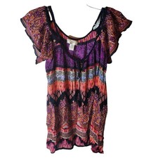Band of Gypsies Cold Shoulder Boho Tunic or Mini Dress, Small