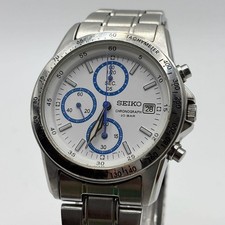SEIKO Chronograph Men's Watch White Dial Working New Battery A25-10-19