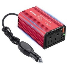 400W Power Inverter 12V DC to 110V AC, Car Charger Plug in Adapter Outlet RED