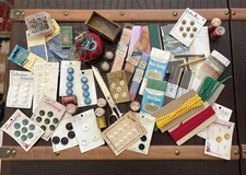 Sewing Notions  Needles Thread Case XX Scissors Buttons Pincushion bias tape