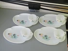 Vintage MCM Federal Glass Company 1950s 8 Pc Atomic Flower Patio Snack Set Of 4
