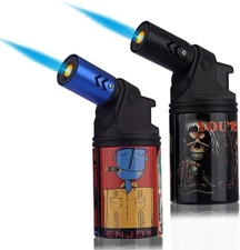HONEST Two Pack Torch Lighter Single Power Jet Flame Butane Black& Blue 