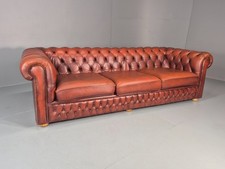 3 Seater Chesterfield Sofa Red Leather Studded Vintage EB11022 VCHE