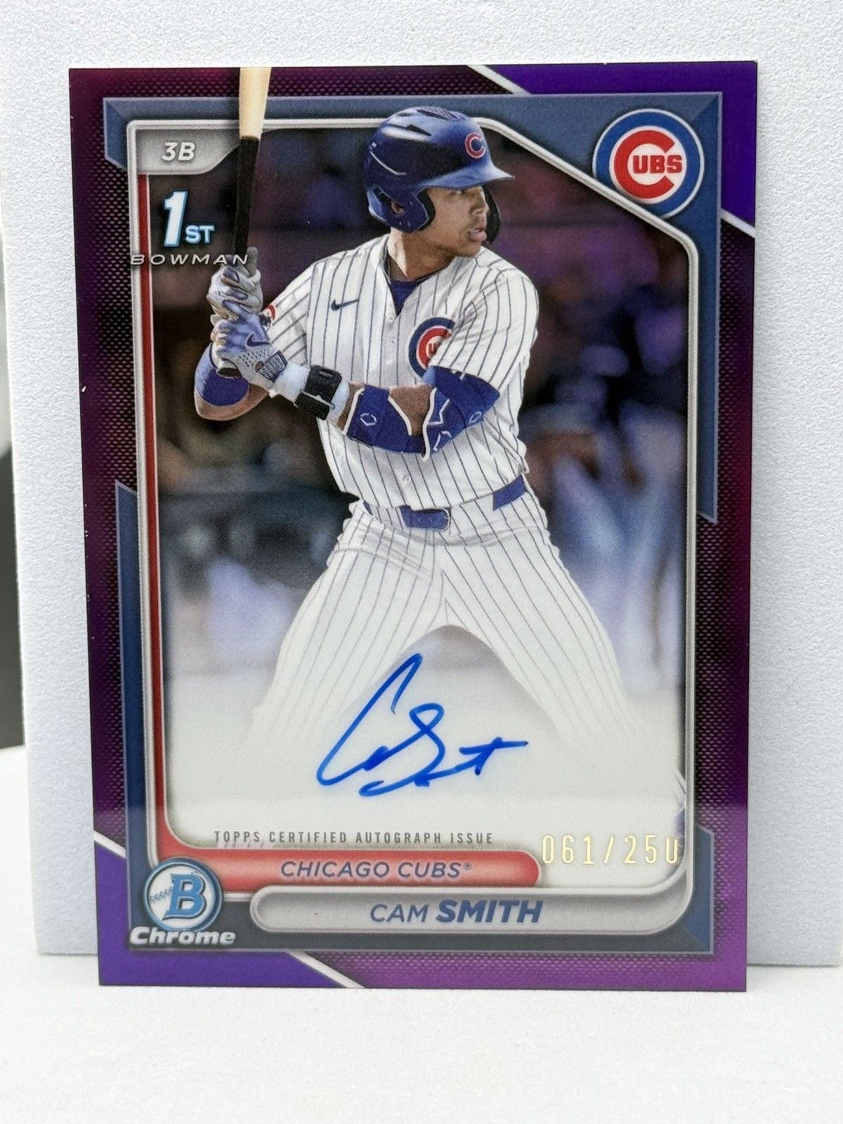 2024 Bowman Chrome CAM SMITH Astros Prospect Purple Refractor 1st Auto /250