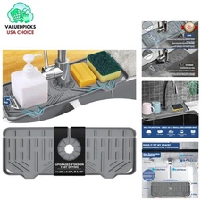 5.35" x 14.25" Silicone Faucet Catcher - Fast Drying Drain Mat for Kitchen Needs