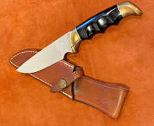 Vintage Kershaw 1035 Moose Hunter Fixed Blade Knife USA by Kai Japan w/ Leather