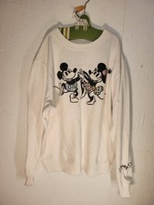 Disney 100 Years of Wonder Mickey Minnie Mouse White Sweatshirt Size S