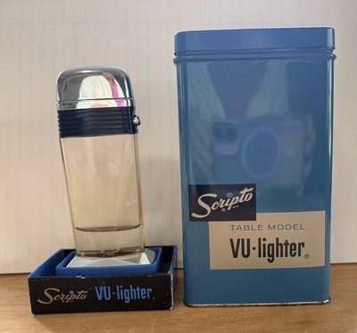 Scripto Vu-Lighter With Metal Tin