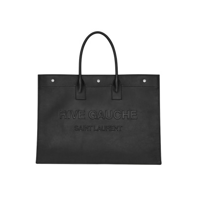 Saint Laurent Rive Gauche Large Tote Bag In Smooth Leather Black