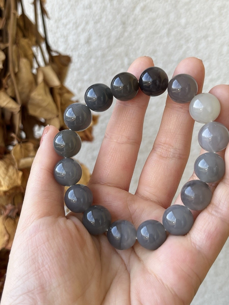 Hetian Jade Smoky Purple Gradient Beaded (12mm) Bracelet, 和田烟紫
