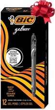 BIC Gelocity Quick Dry Black Gel Pens, Medium Point 0.7mm , 12-Count Pack, Retr