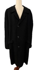 Vintage 100 PURE CASHMERE Long Black Overcoat Union Made USA Men  s XL
