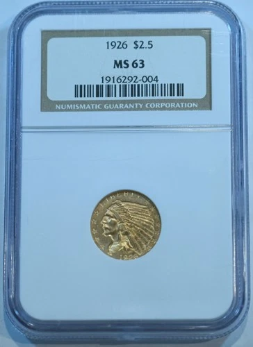 1926 Indian Gold Quarter Eagle $2.50 Coin NGC graded MS63 Free Shipping!!