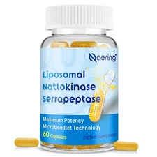 Liposomal Nattokinase 12,000 FU Serrapeptase 360,000 SPU Enzyme Supplement - ...