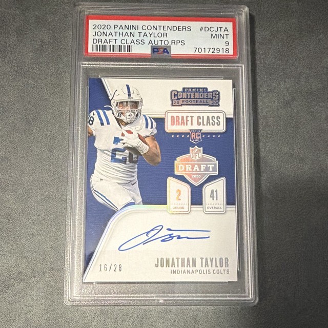 2020 Panini Contenders Jonathan Taylor RC Draft Class Auto #DC-16 /28 PSA 9