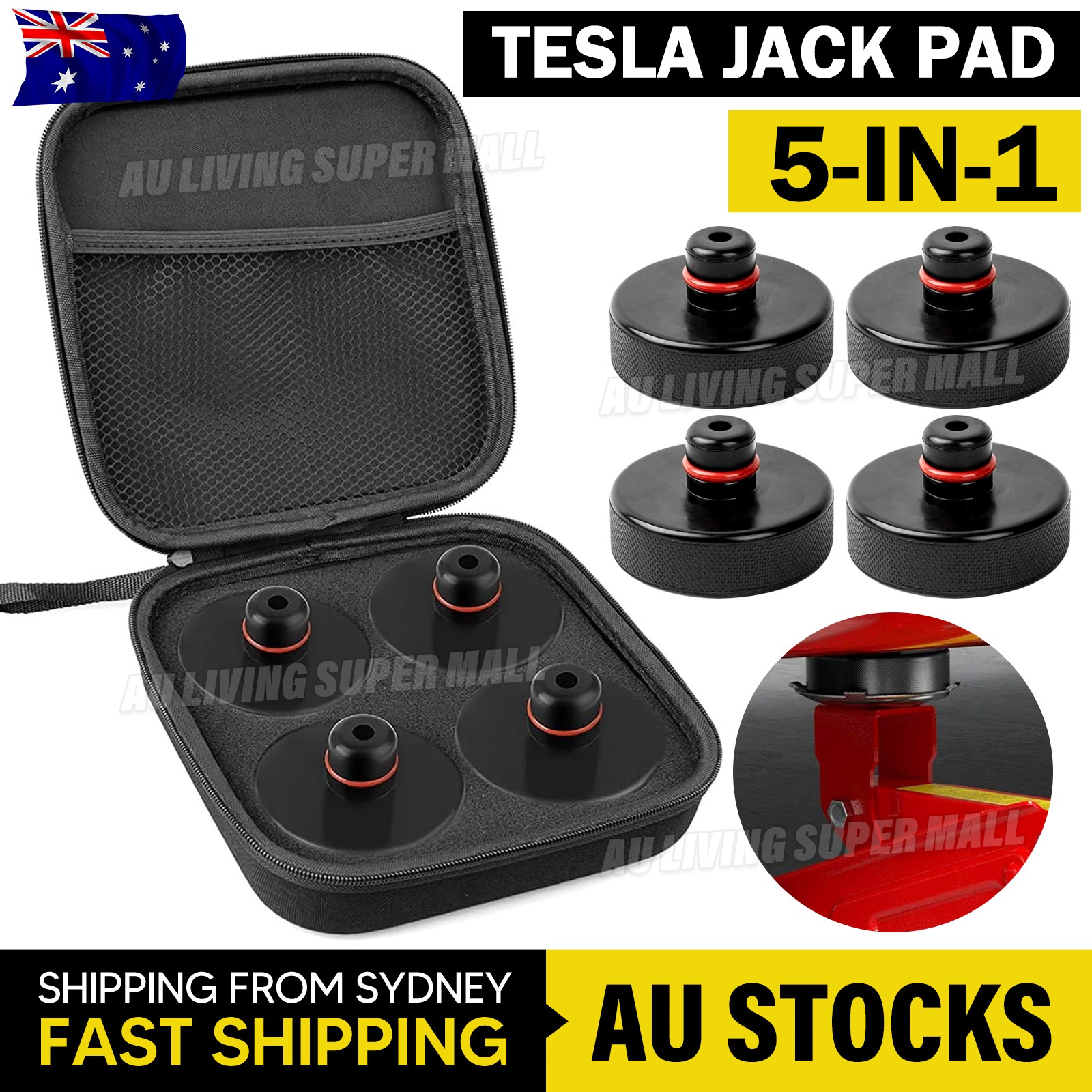 Lifting Jack Pad 4 Pucks with a Storage Case Accessories for Tesla Model 3/S/X/Y