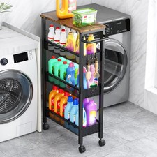 4-Tier Slim Utility Rolling Laundry Cart with Wheels, Metal