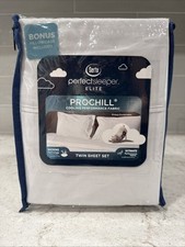 4 Pc TWIN Serta Perfect Sleeper Elite Prochill Cooling Fabric Sheet Set Lt Gray