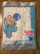 Vintage Cuddle Time Deluxe Receiving Blanket 100 Cotton Flannel 30  X 40  New