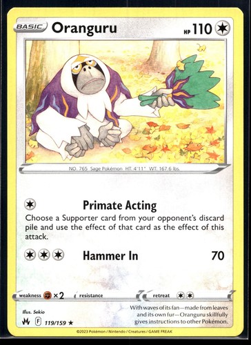 Oranguru 119/159 Rare Crown Zenith Pokemon Near Mint