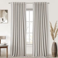 Linen Blackout Curtains for Living Room 52"W x 80"L Pack of 2 05 Natural