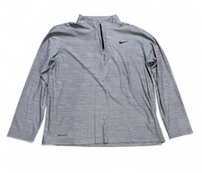 Nike Men's L Gray Breathe Dri-Fit 1/4 Zip Long Sleeve Training Top Light Weight