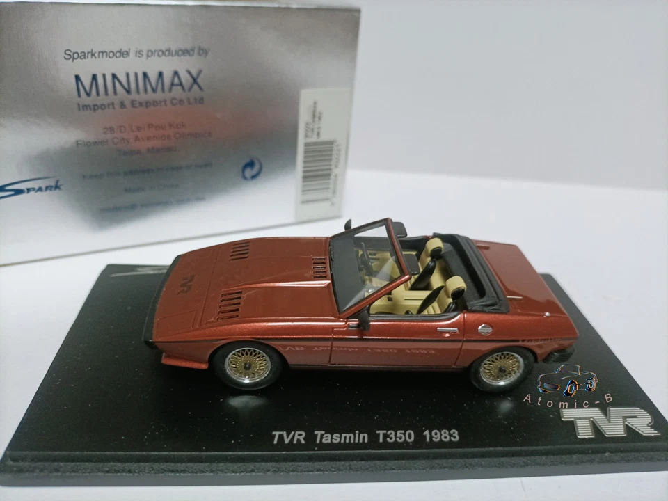 Modelo de coche deportivo convertible marrón Spark 1:43 UK TVR Tasmin T350 1983 Foto 2 de 4