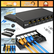 6-Port CAT6A Keystone Patch Panel, 0.5U Rack Mount, Ethernet Network Switch
