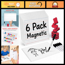 6 Pack Magnetic Dry Erase Lap Boards for Kids - 9x12 Double-Sided Whiteboards wi