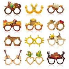 48 Pcs Western Cowboy Party Favor Decoration Wild West Paper Glasses Western