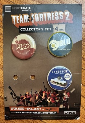 Team Fortress 2 Loot Crate THREE Pin-back Buttons