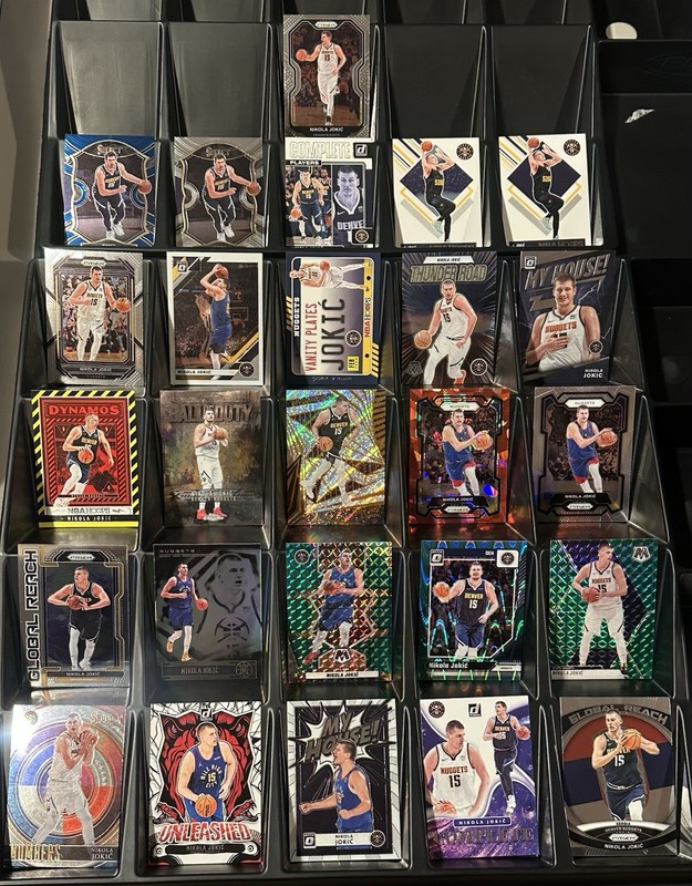 Nikola Jokic Huge 21 Card Lot Prizm, Mosaic, Base Parallels Inserts Optic