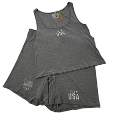 SKIMS Soft Lounge Tank Top + Boxer Short Set Team USA Heather Gray 4X