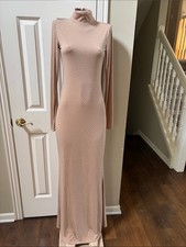 Show Me Your MuMu All Out Maxi Dress  Taupe Rhinestone Stretch, small