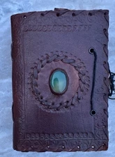 Small Leather Journal Notebook Book Handmade Blank Paper Medieval Diary Gemstone