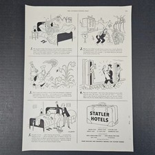 1945 Statler Hotels Comic Storyboard Panels Vintage Print Ad WW2 Victory Bonds