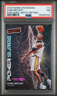 2016 PANINI AFICIONADO POWER SURGE ARTIST'S PROOF RED KOBE BRYANT 34/99 PSA 7