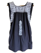 J. Marie XS Embroidered Tunic Mini Dress Cotton Rayon Sleeveless