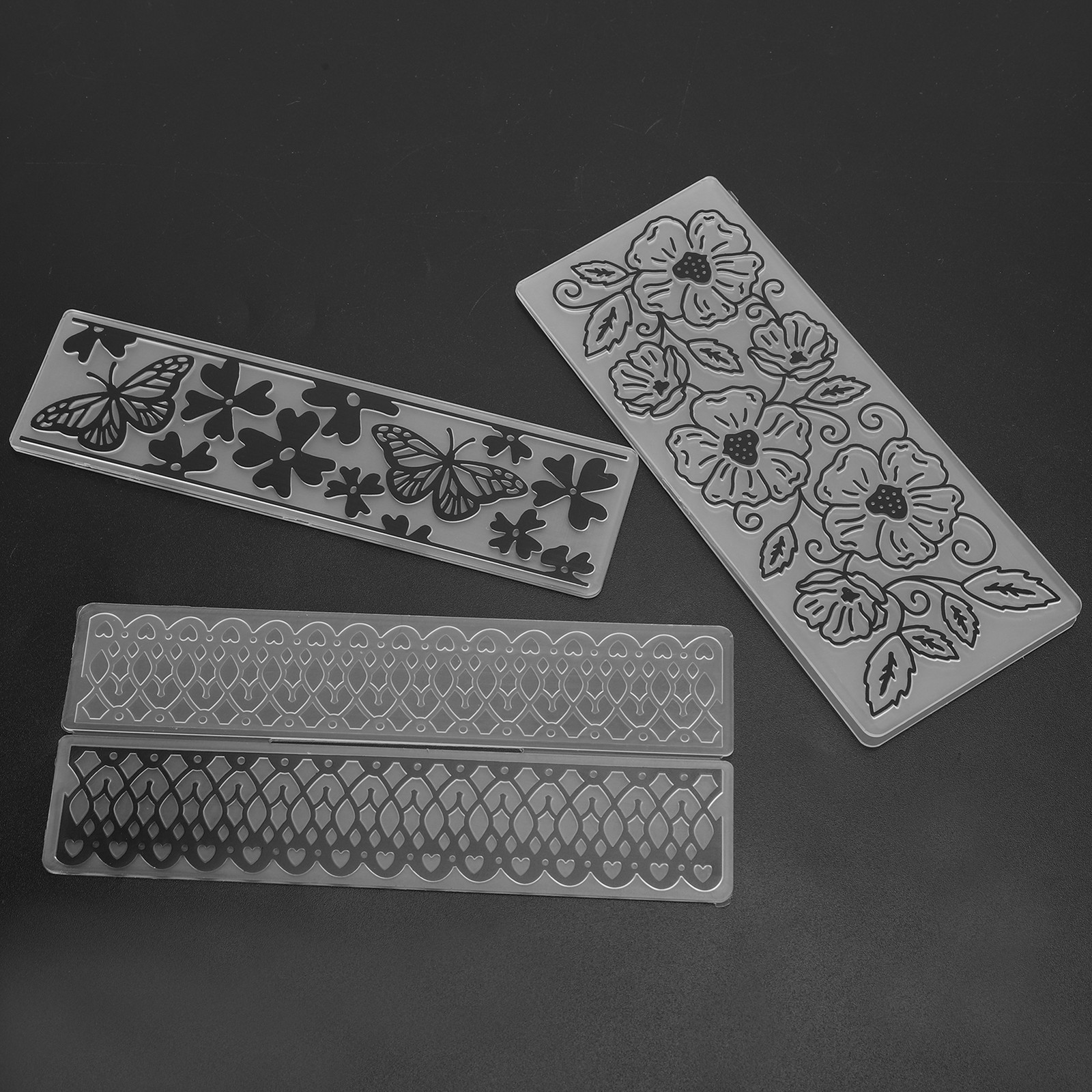 °9Pcs Flower Plastic Embossing Folder Rectangle For DIY Card Maker HandMade.