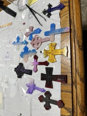 Handmade Multicolor Resin Crosses Craft Molds Supplies Assorted Colors for DIY
