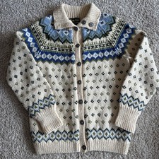 Vintage Norse Knit 100 Wool Cardigan Sweater Hand Knitted Made In Norway size S