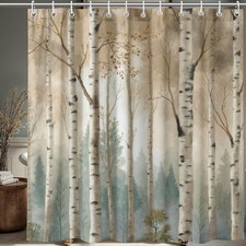 Birch Tree Shower Curtain 72x72 Inch,Watercolor Aspen Forest Bathroom Decor