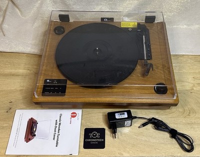 1byone Classic Wooden Turntable MD-909   Plattenspieler mit Lautsprechern