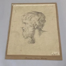 18thC Chalk Head Drawing Attributed to Francesco Fernandi Imperiali
