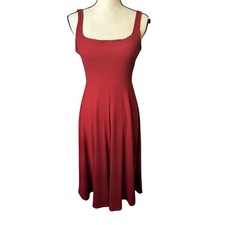 ASTR the Label Burgundy Red Ribbed Midi Dress Square Neck Deep V Back Small