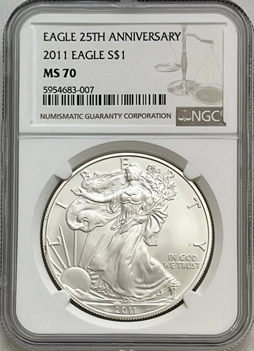 2011 American Silver Eagle 25th Anniversary NGC MS 70